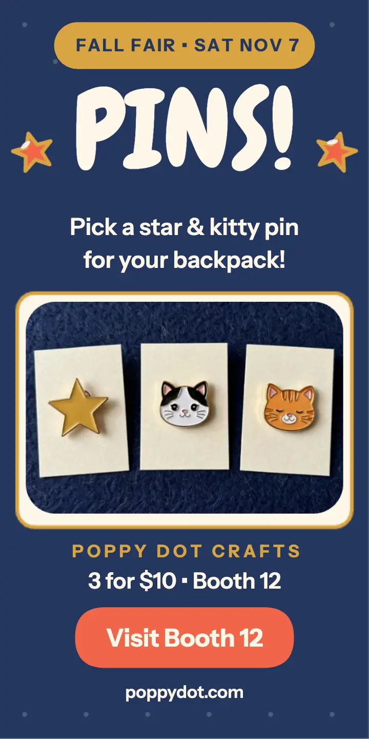 Poppy Dot pin fair half-page ad template