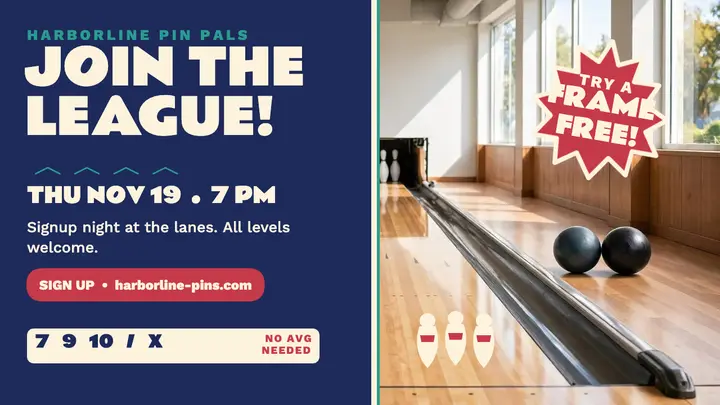Harborline Pin Pals league signup thumbnail template