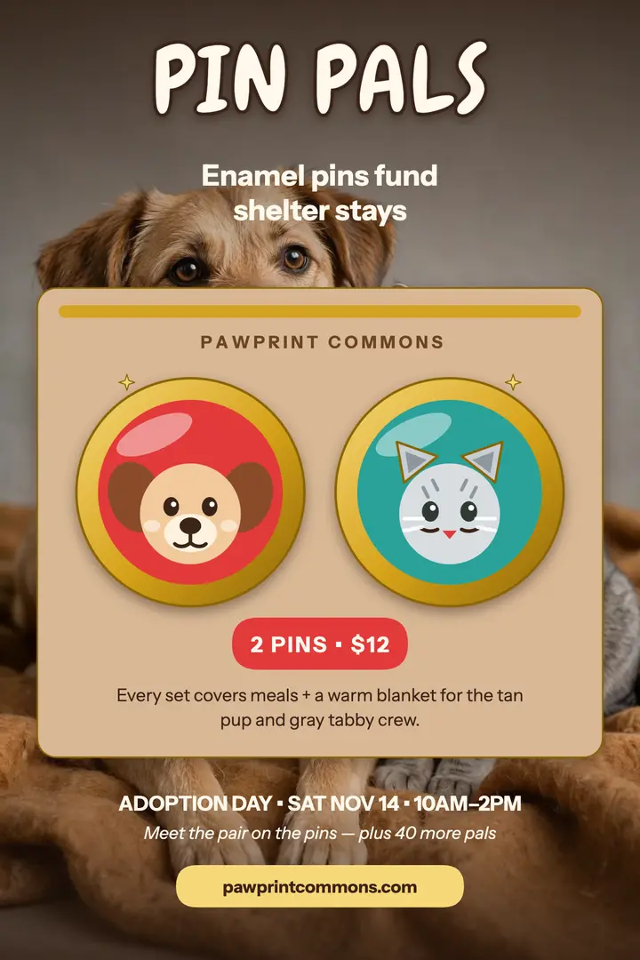 Pin Pals shelter pin fundraiser poster template