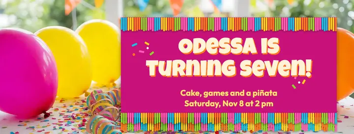 Odessa's seventh birthday party cover template