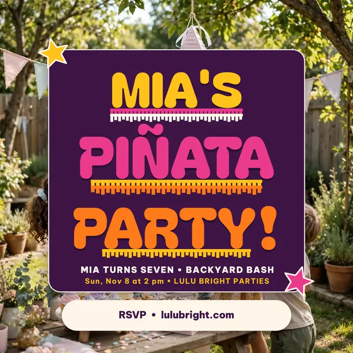 Mia's pinata birthday fringe post template