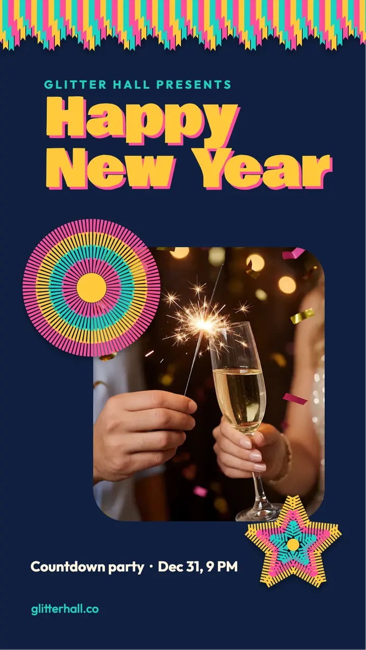 Glitter Hall countdown party template