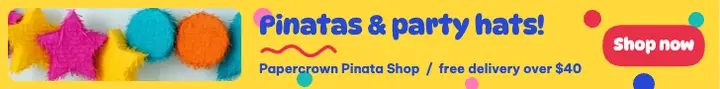 Papercrown pinata party shop leaderboard ad template