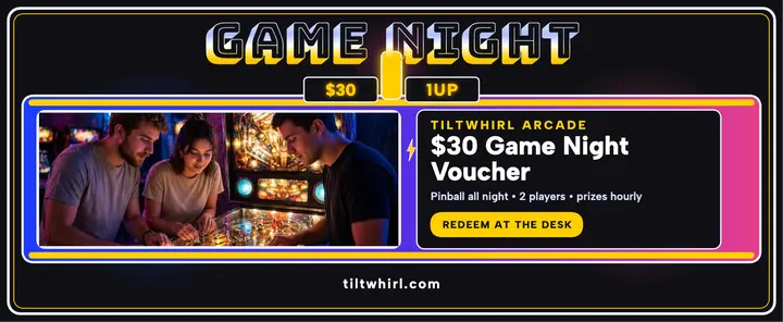 Tiltwhirl Arcade game night voucher template