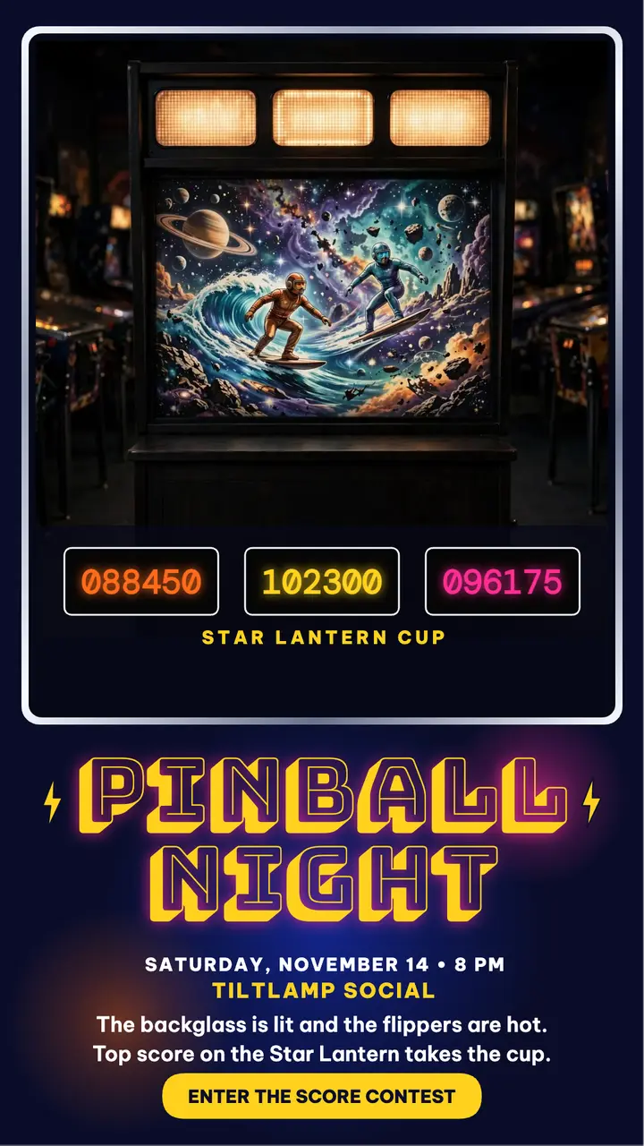 Tiltlamp Social pinball night story template