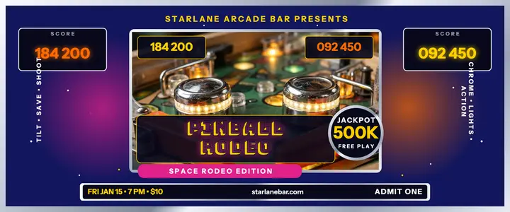 Starlane Pinball Rodeo Night ticket template