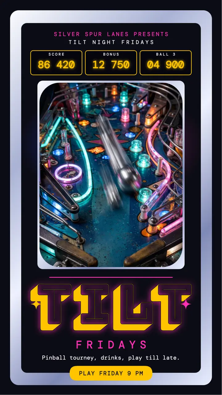 Silver Spur Tilt Night pinball story template