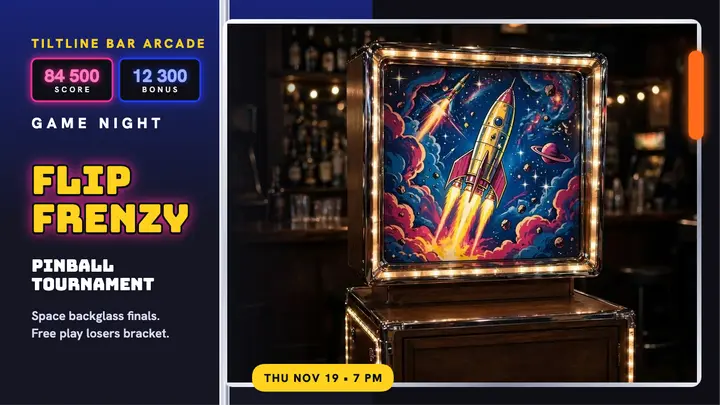 Flip Frenzy pinball night thumbnail template