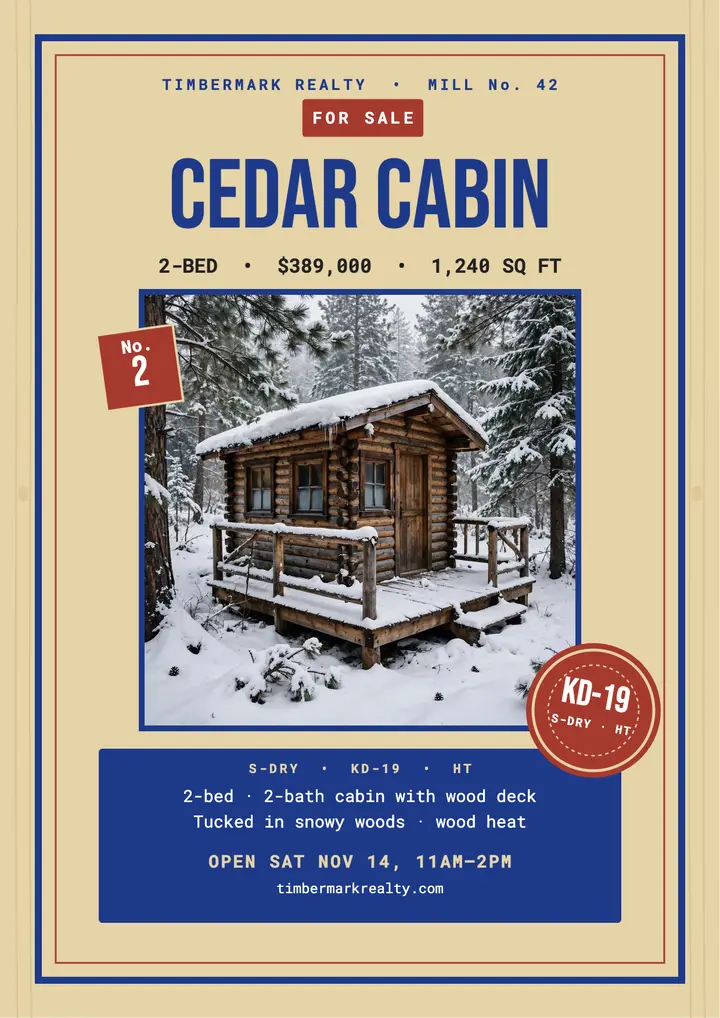 Cedar cabin grade stamp flyer template