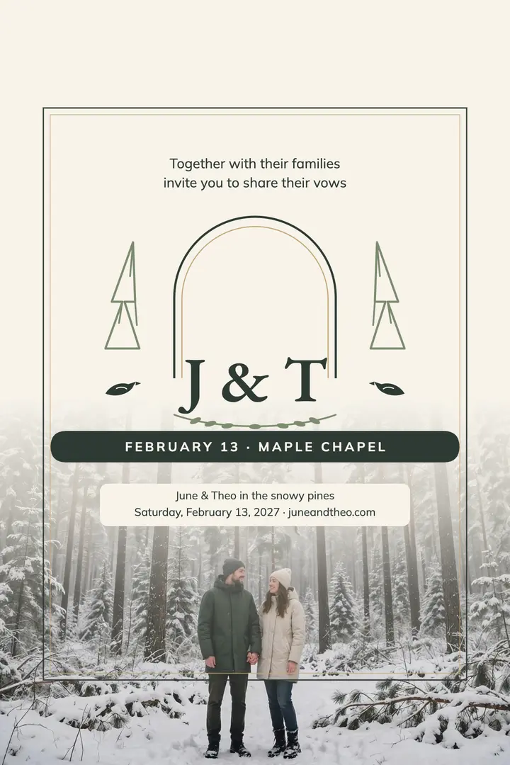 June and Theo pine crest winter poster template