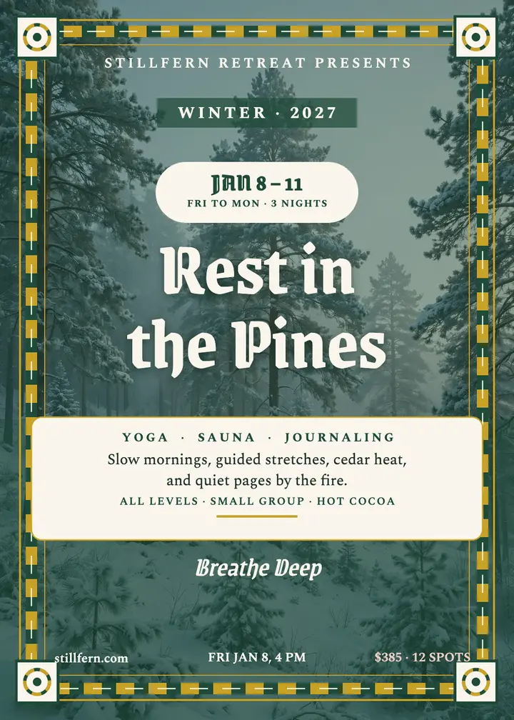 Stillfern winter wellness retreat invitation template