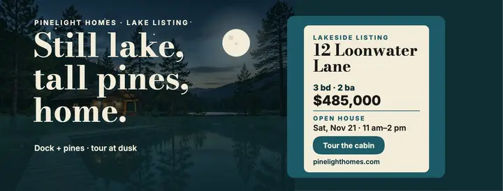 Pinelight moonlit cabin facebook cover template