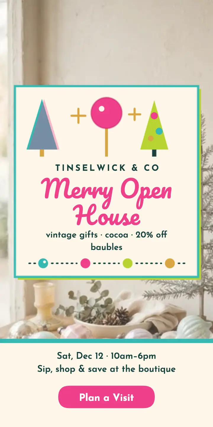 Tinselwick holiday open house ad template