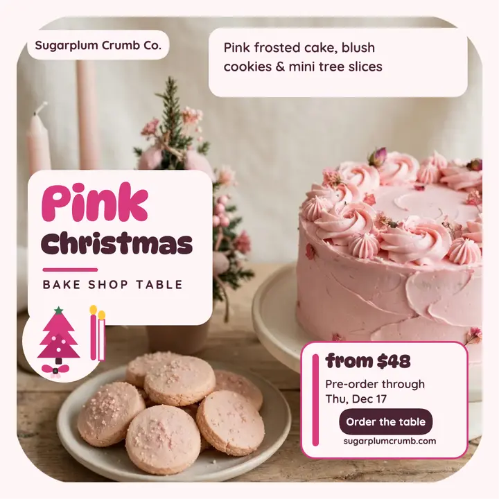 Sugarplum pink Christmas table post template