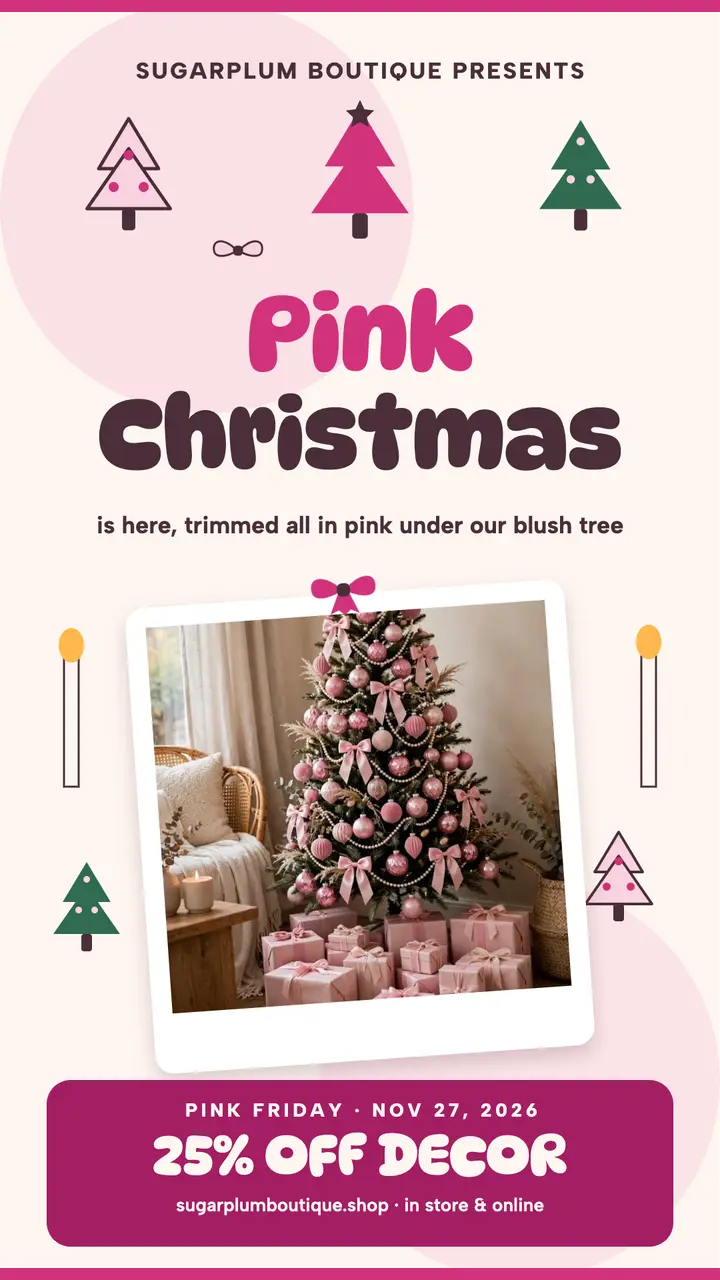 Sugarplum pink Christmas sale story template