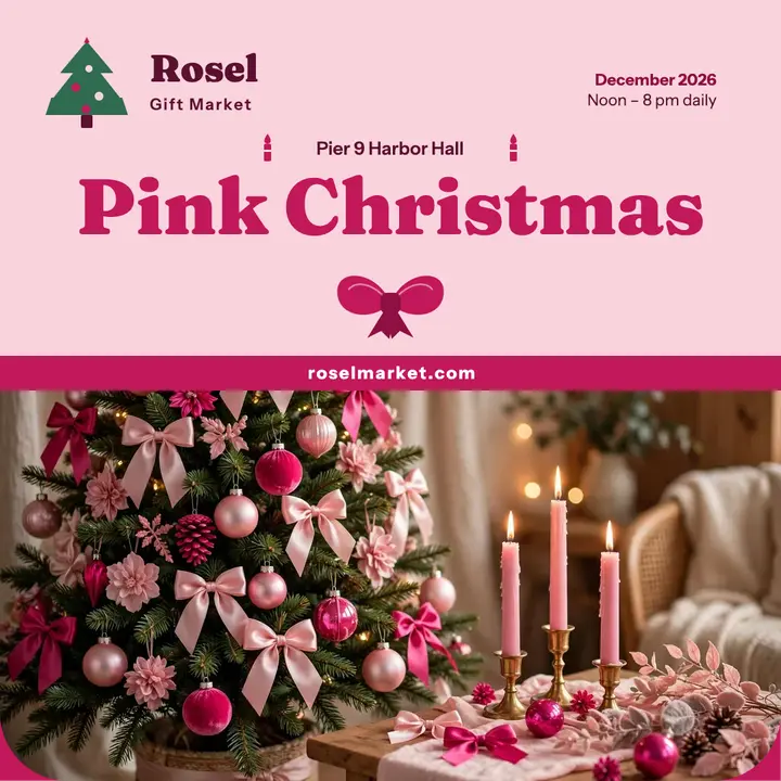 Pink Christmas gift market square post: holiday gift market post template
