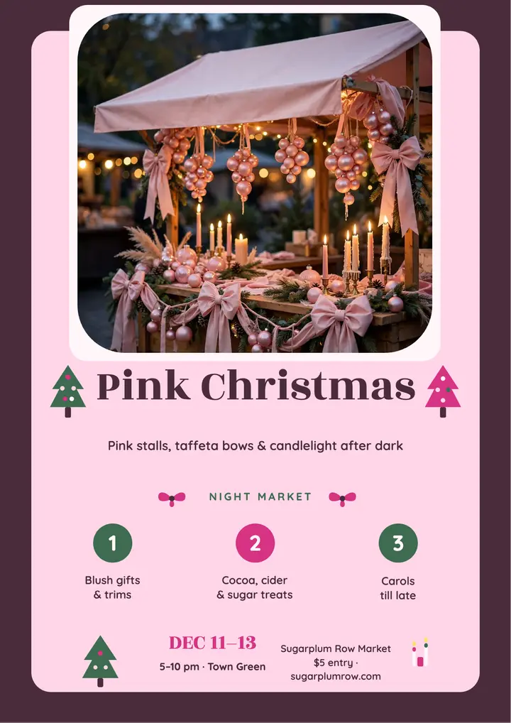 Sugarplum Row pink night market flyer template