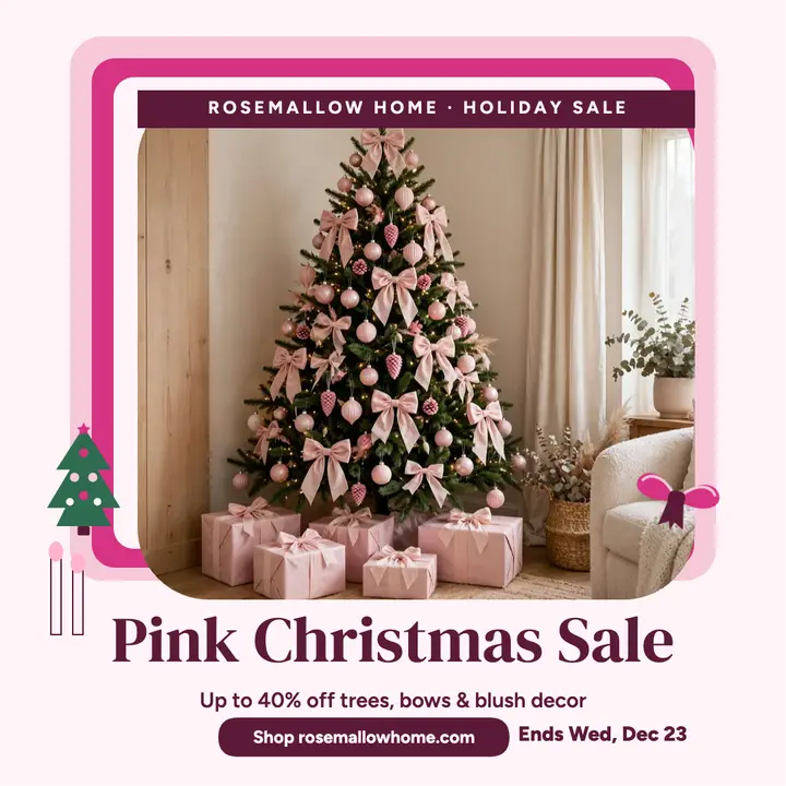 Rosemallow Home pink Christmas sale post template