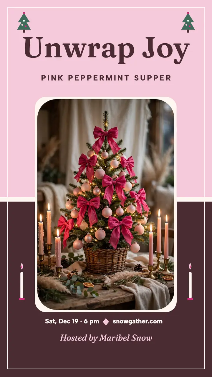 Pink peppermint supper story: pink christmas supper story template