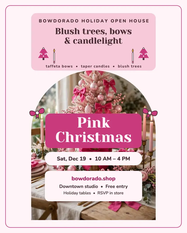 Bowdorado pink Christmas open house post template