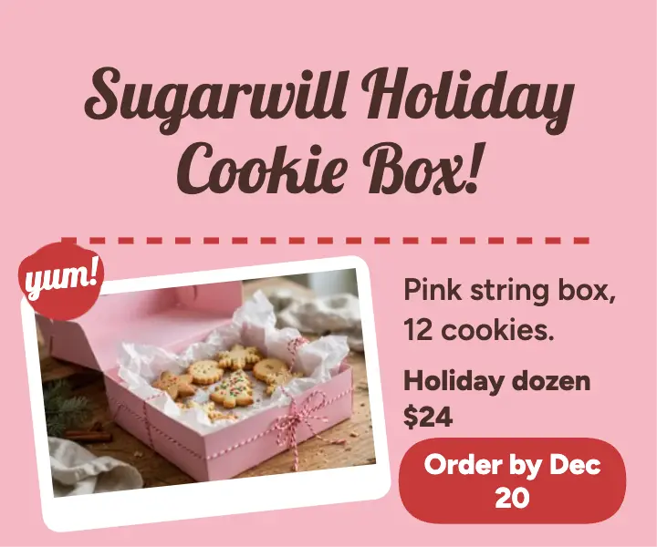 Sugarwill pink cookie box holiday ad template