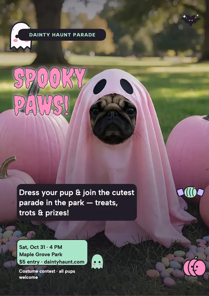 Dainty Haunt puppy parade flyer template