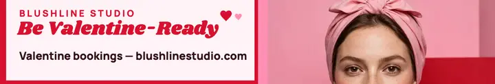 Blushline Studio Valentine LinkedIn cover: valentine beauty linkedin cover template