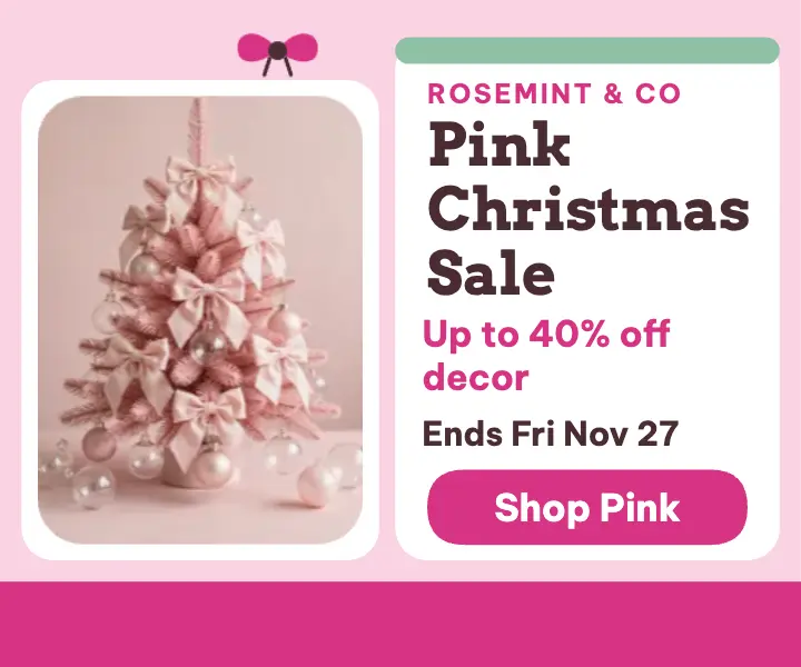 Rosemint pink Christmas decor sale ad template