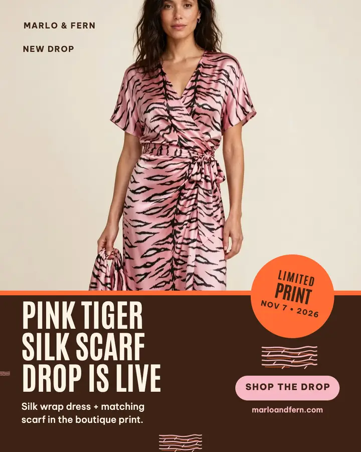 Marlo and Fern pink tiger scarf drop template