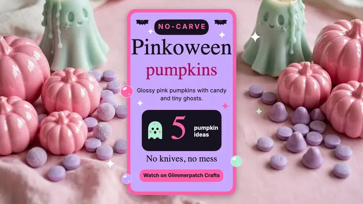 No-carve Pinkoween pumpkins YouTube thumbnail template
