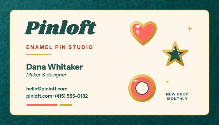 Pinloft Studio enamel pin card template