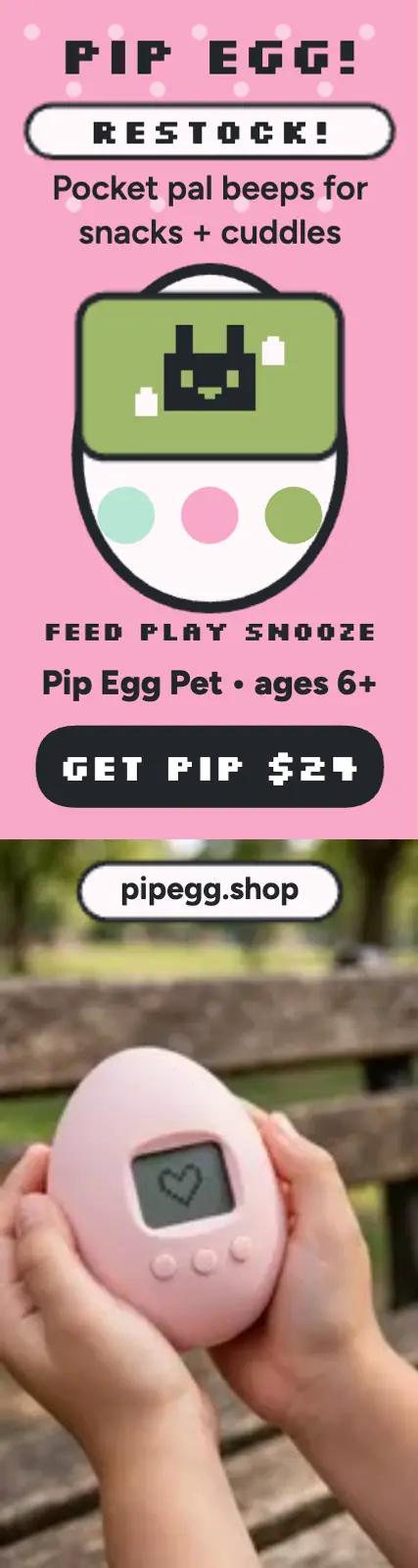 Pip Egg Pet restock skyscraper: virtual pet restock ad template