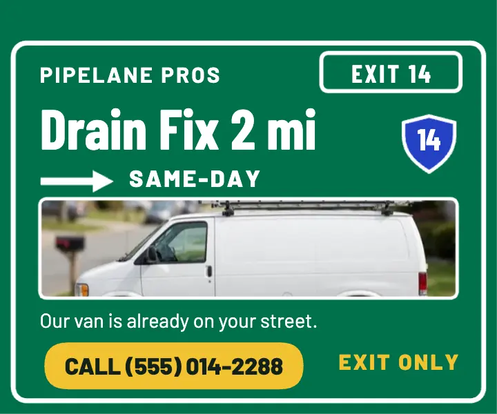 Pipelane Pros highway exit plumber ad template