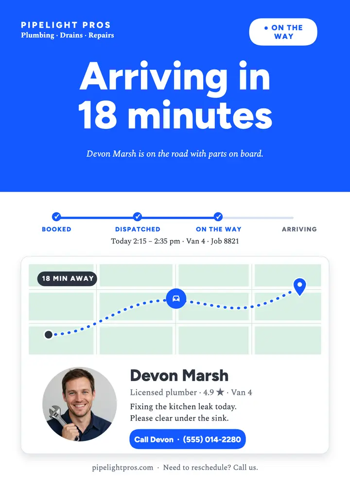 Pipelight Pros plumber tracker flyer template