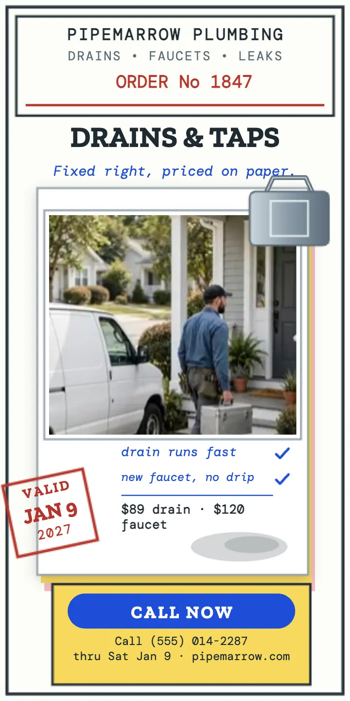 Pipemarrow plumber estimate docket ad template