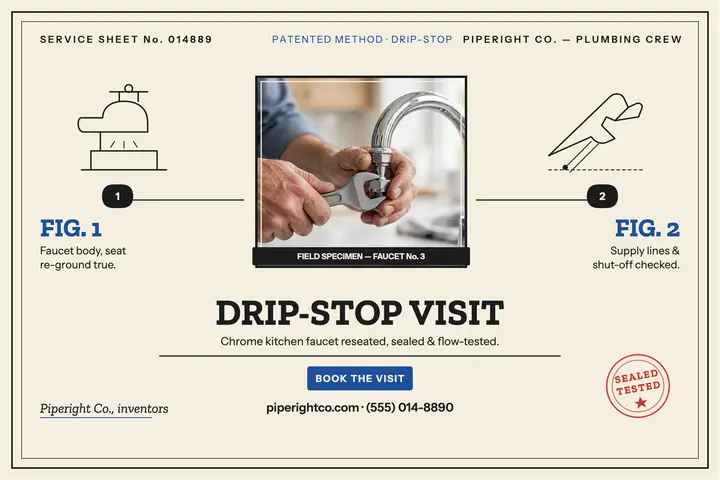 Piperight drip-stop faucet visit patent card template