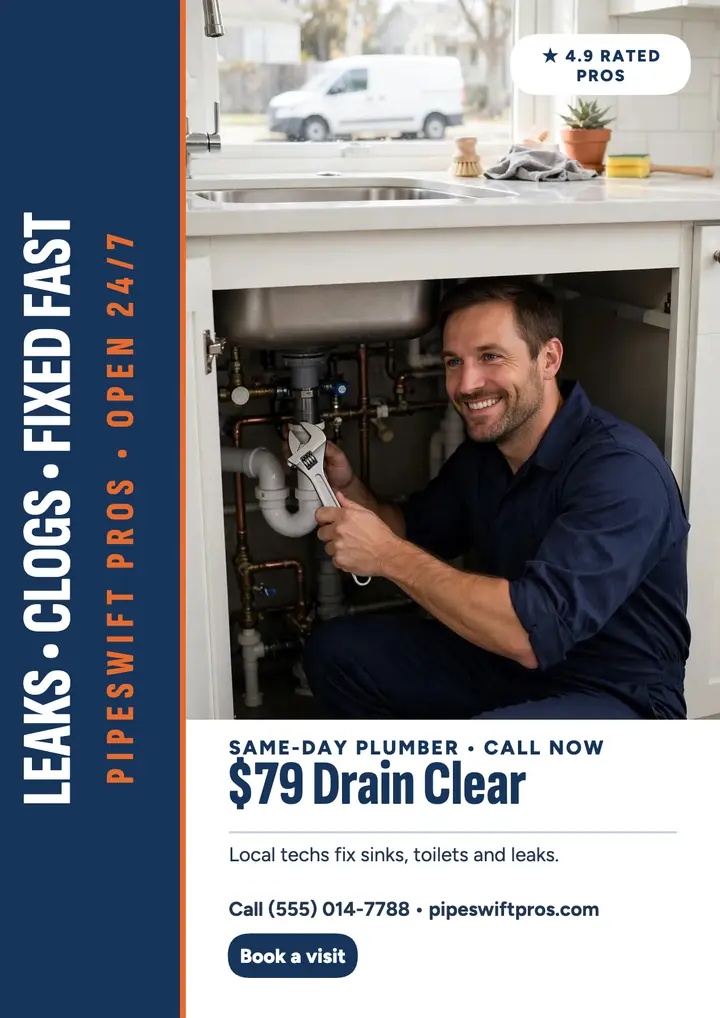 Pipeswift Pros vertical plumber flyer template