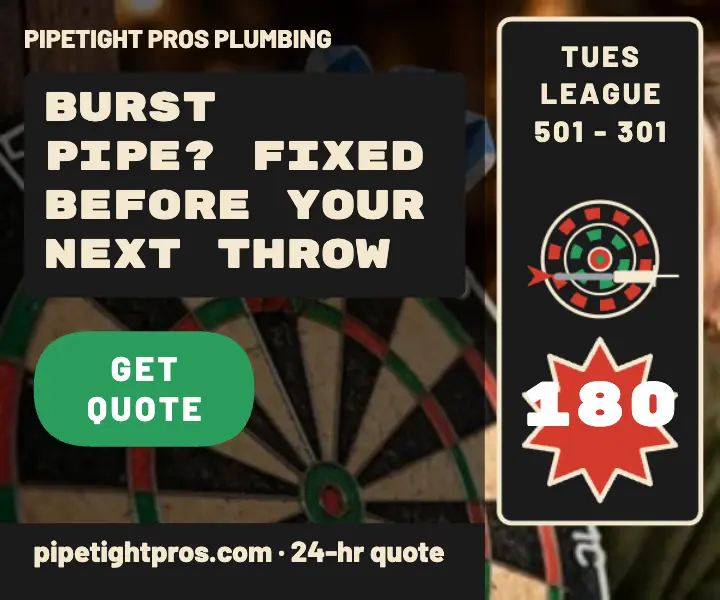 Pipetight Pros Tuesday darts league ad template
