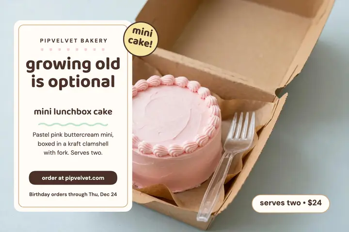 Pipvelvet birthday bento cake postcard template