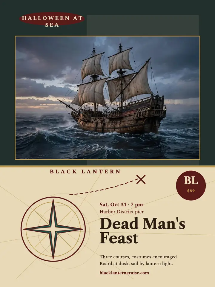 Black Lantern Halloween dinner cruise portrait template