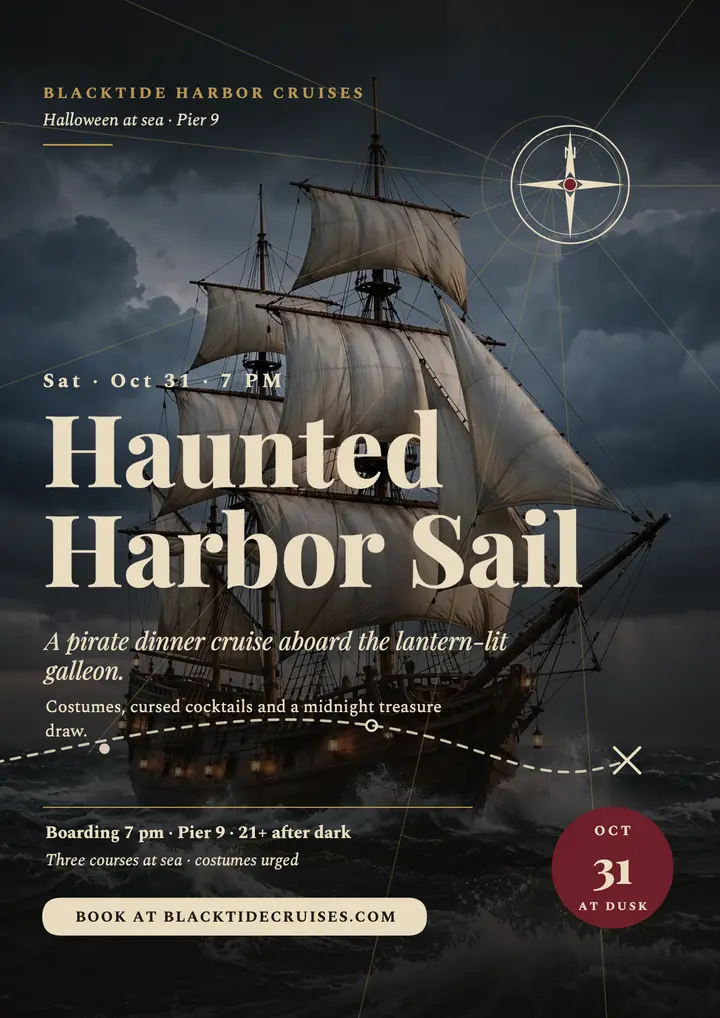 Blacktide haunted harbor sail flyer template