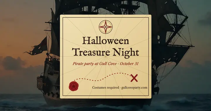 Gull Cove pirate treasure night post template