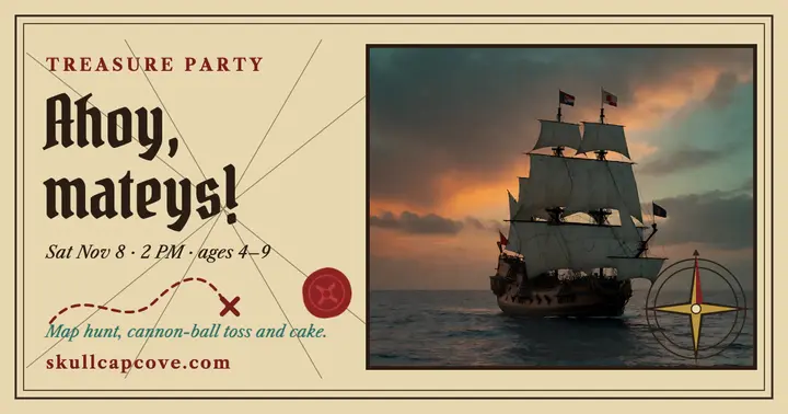 Skullcap Cove pirate party post template
