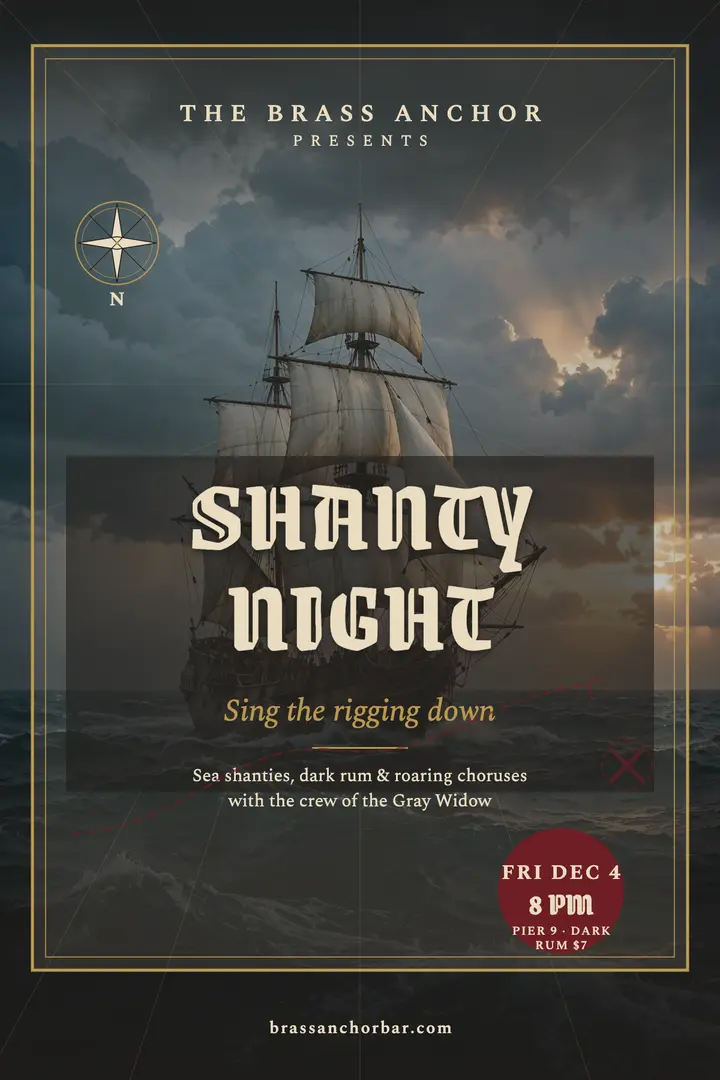 Brass Anchor shanty night poster template