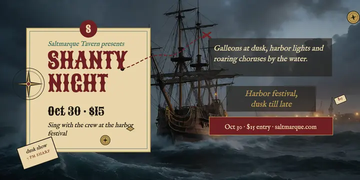 Saltmarque Shanty Night harbor post template