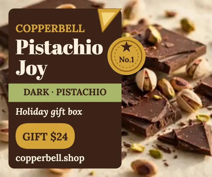 Copperbell pistachio holiday gift ad template