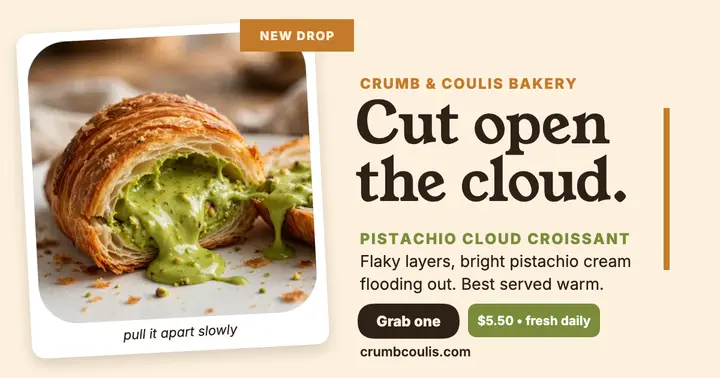 Crumb and Coulis pistachio croissant post template