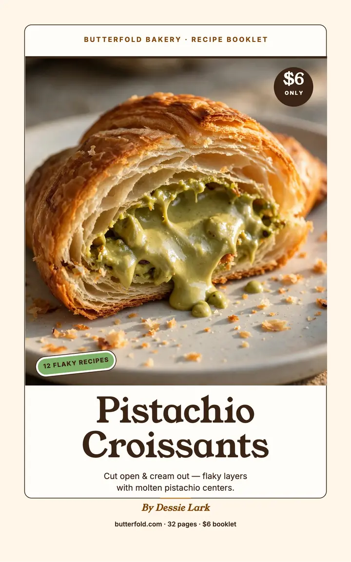 Pistachio croissants recipe booklet, Butterfold template