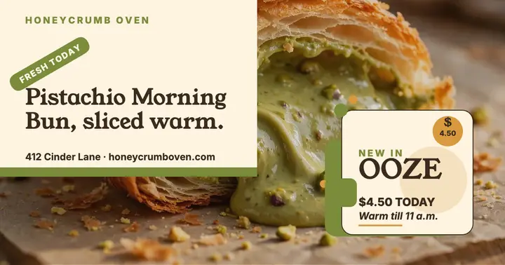 Honeycrumb pistachio cut-open post template