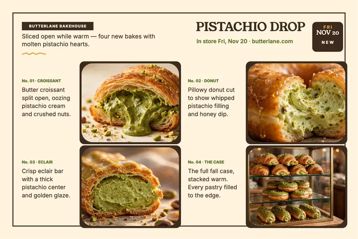 Butterlane pistachio drop postcard template